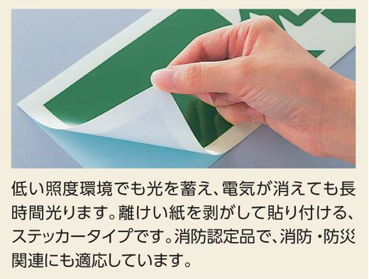 楽天市場】日本緑十字社 高輝度蓄光避難誘導ステッカー標識 非常口
