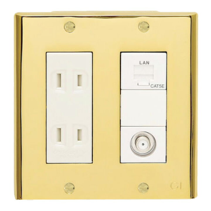 楽天市場 ゴーリキアイランド 真鍮製スイッチプレート コンセントプレート フルカラーシリーズ用 ２連用 ６個用 真鍮ｐｖｄ仕上げ ゴールド スイッチプレート Pl 06 Pvd B オールライト