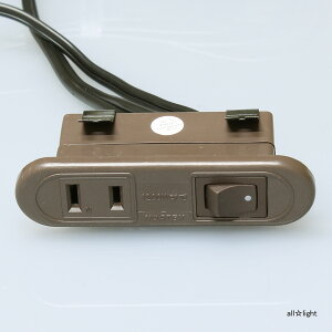 ノア 家具用コンセント(什器用) スイッチ付コンセント 茶 VFFコード2m ワンタッチ式 スイッチ連動メスプラグ付 1200Wまで NSC5706茶