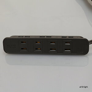 ノア 家具用コンセント(什器用) 4ヶ口コンセント 黒 VFFコード1.9m ワンタッチ式 1500Wまで NC1517黒