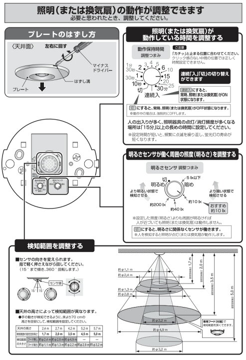 楽天市場】パナソニック 天井取付熱線センサ付自動スイッチ 3Aタイプ 