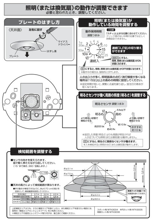 楽天市場】パナソニック 天井取付熱線センサ付自動スイッチ 広角検知形  
