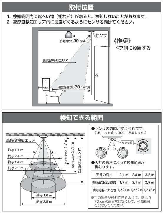 楽天市場】パナソニック トイレ天井取付熱線センサ付自動スイッチ 4線 