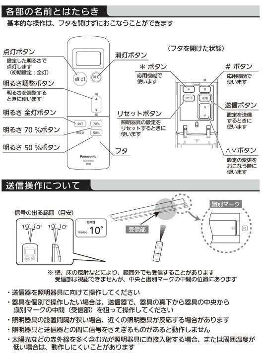 楽天市場】パナソニック ウィズリモ用送信器（リモコン） 高天井人 