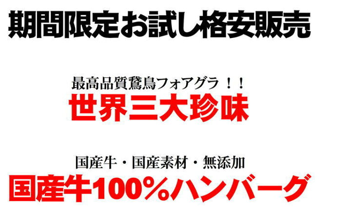 482円 新作入荷!! 最高品質鵞鳥フォアグラ 国産牛100%無添加ハンバーグ お試し贅沢セット 482円 新作入荷!! 最高品質鵞鳥フォアグラ 国産牛100%無添加ハンバーグ お試し贅沢セット