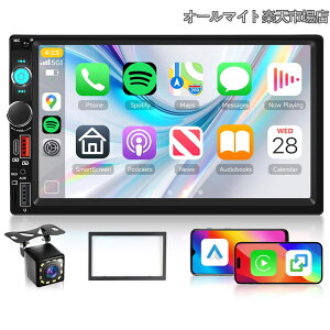 �y���������z2 Din�J�[�X�e���I ���C�����XCarPlay/Android Auto�Ή� 7�C���`HD�^�b�`�X�N���[�� Bluetooth �_�u���f�B��MP5�J�[���W�I FM���W�I���� �~���[�����O�@�\�t�� �J�[�w�b�h���j�b�g USB/AUX/TF