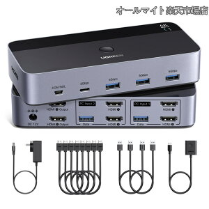 �y���������zHDMI KVM�ؑ֊� 4K@60Hz 2���j�^2�R���s���[�^�A2����2�o�̓X�C�b�`�A 4��USB 3.0�|�[�g�̂���2��̃R���s���[�^��2���j�^/�L�[�{�[�h/�}�E�X/�v�����^�����L HDMI�P�[�u��4�{�AUSB�P