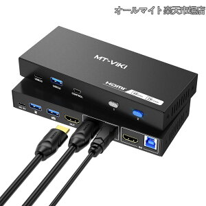 �y���������zKVM�X�C�b�` HDMI�A4K@60Hz/2K@144Hz KVM�ؑ֊�A2PC-1���j�^KVM�AUSB 3.0�|�[�g×4 (USB-A*3+ USB-C*1)