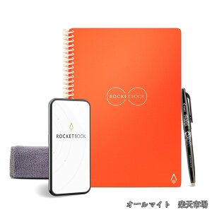 Rocketbook �ė��p�\�f�W�^���m�[�g�u�b�N - �X�}�[�g������ A5 �I�����W ���C���[�Ԃ��m�[�g To Do���X�g�p�b�h �h�b�g�� �t���N�V����������y���ƃ��C�v �I�t�B�X�K�W�F�b�g Rocketbook�A�v��