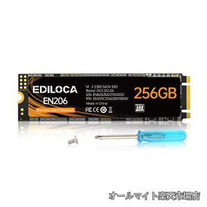 �y���������zEN206 SSD 256GB M.2 2280 3D TLC NAND�t���b�V������ SATA III 6Gbps �G���[�����@�\ �����d�� �ϏՌ� �����^SSD Ediloca3�N�ۏ� (256GB)
