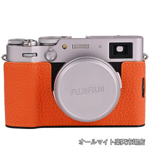 �y���������zhandmade �Ή� FUJIFILM Fuji �x�m X100VI ��p �J�����P�[�X �J�����J�o�[ �J�����o�b�O �{�v ���w���v�{��+���^���x�[�X�v���[�g (Orange)