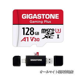 �y���������z1 �Ή��z GIGASTONE �}�C�N��sd�J�[�h 128GB Type C�J�[�h���[�_�[�t�� Gaming Plus microSDXC UHS-I A1 V30 U3 C10 �]�����x100MB/s ���� Full HD & 4K UHD���� �������K�i SD�A�_�v�^�[1���t���y5�N�ۏ؁z