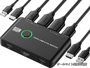 �y���������zHDMI 4K@60Hz�Ή��Ausb �ؑ֊�2.0�t�� 1���j�^�[�E2��p�\�R���p �L�[�{�[�h�E�}�E�X�E�v�����^�[���L�\ USB�ؑ֋@ �p�\�R��2�䃂�j�^�[1��ؑցAkvm�X�C�b�` hdmi�A���{��������t