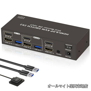 �y���������zDisplayport KVM �ؑ֊� 2����2�o�� 4K 60Hz HDMI+DP 2PC �ؑ� USB3.0 KVM �؂�ւ��� �X�C�b�`���[ �L�[�{�[�h �}�E�X �v�����^�[ �X�L���i�[���L PC USB 2���� 4�o�� ���� ���j�^�[ �K�p