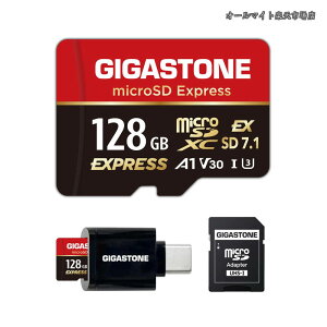 �y���������z2 ��p�݌v�zGIGASTONE 128GB microSD Express microSD�J�[�h SD7.1 �ǂݎ�葬�x/�������ݑ��x�ő� 880/500MB/s A1 V30 U3 Type-C�J�[�h���[�_�[�t��