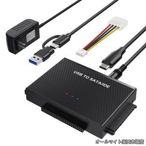 �y���������zIDE �ϊ��A�_�v�^�[ USB3.0 Type-C�Ή� 2.5/3.5�C���` HDD SSD ���w�h���C�u�Ή� �f�[�^�����E�o�b�N�A�b�v�p 5Gbps�����]�� 12V/2A�d���t��