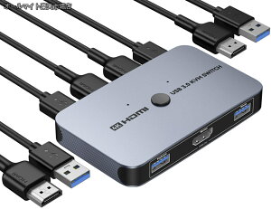 �y���������zHDMI KVM�ؑ֊� 2����1�o�� PC�ؑ֊� 4K�𑜓x HD���j�^�[ �}�E�X �L�[�{�[�h �v�����^�[���L�ł���ؑ֊� �d���t�� USB�P�[�u��2�{��HDMI�P�[�u��2�{�t��