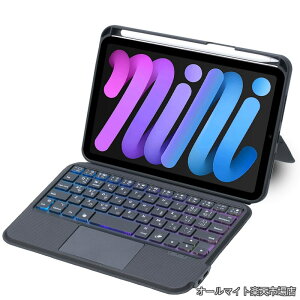 �y���������ziPad mini7(A17 Pro)/mini6�ɓK�p�L�[�{�[�h�t���P�[�X 8.3�C���`��p �����x�^�b�`�p�b�h�t�� 7�F�o�b�N���C�g ���C�����X Bluetooth �L�[�{�[�h�J�o�[ Apple pencil���[�\ Type-C�ڑ��}���[