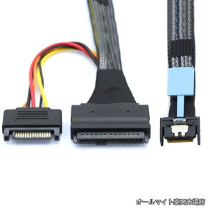 �y���������zPCIe 5.0 MCIO 4X Mini Cool Edge IO to U.2 SFF-8639 NVME PCI-Express 15P SATA�d���P�[�u�� SSD���C���{�[�h50cm�p