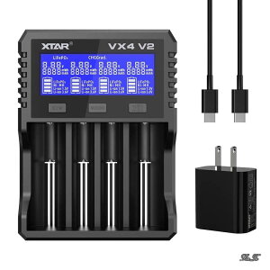 �y���������zVX4 V2�d�r�[�d�� �P�O�E�P�l 1.5V���`�E���d�r/1.2V�j�b�P�����f/3.6V /3.7V Li-ion/3.2V LiFePO4 14500 18650 21700 26650�[�d�r�𓯎��[�d�\ �y1.5V���`�E���d�r�e�ʑ���\�z (VX4 SET)