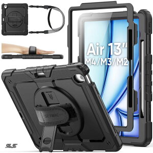 �y���������zstock 2026�N/2025�N/2024�N 13�C���`iPad Air(M4/M3/M2)��p�ϏՌ��P�[�X �ی�t�B�����t�� �y�����[ 360°��]�X�^���h �n���h�X�g���b�v �V�����_�[�X�g���b�v �S�ʕی�J�o�[ iPad Air 13 20