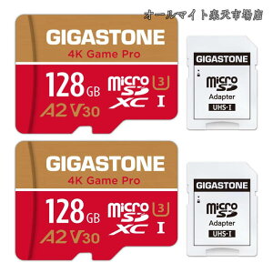 �y���������z1��p�zGIGASTONE �}�C�N��sd�J�[�h 128GB 2�Z�b�g 4K Game Pro microSDXC UHS-I A2 V30 U3 C10 100MB/s Ultra HD 4K �r�f�I�^�� �A�N�V�����J���� �X�|�[�c�J���� 4K Ultra HD ���� SD�A�_�v�^�[2���t���y