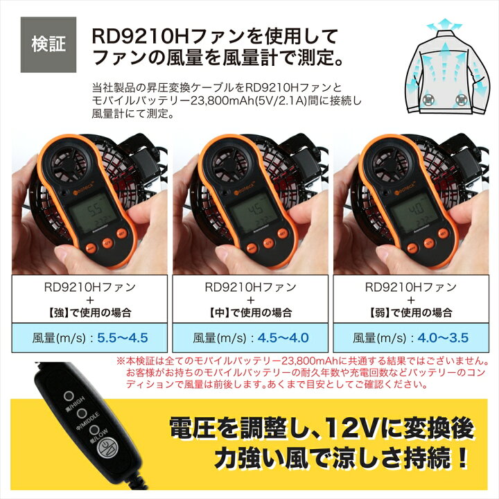 楽天市場】サンエス 空調風神服 ファン 2020年モデル 12V RD9010H 