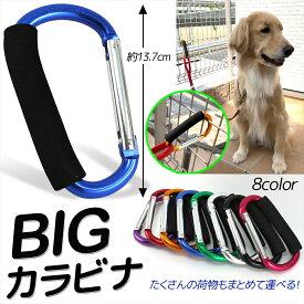 BIG カラビナ 犬 大型犬 中型犬 散歩 リード 引っ掛ける フック ゴールデンレトリバー ラブラドール シェパード セントバナード ペットグッズ つなぎ止め ベビーカー 荷物 バッグ ホルダー ハンドルフック ひとまとめ お出掛け お散歩