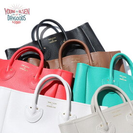 【送料無料】 YOUNG&OLSEN/EMBOSSED LEATHER TOTE M トートバッグ 本革バッグ 牛革 春 夏 秋 冬 通勤 普段使い カジュアル ホワイト ブラック ブラウン ベージュ 　MADE IN JAPAN 日本製 ヤングアンドオルセン　YO2401-GD003