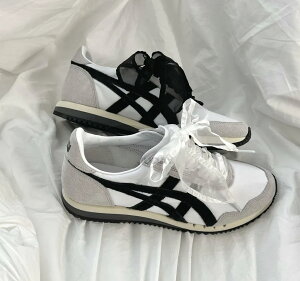 日本未発売 Onitsuka Tiger Dualio オニツカタイガー デュアリオ リボンシューズ かわいい 男女兼用 インスタ映え Black White Grey スニーカー D600N-0190 レディーススニーカー オニツカ可愛い インスタ