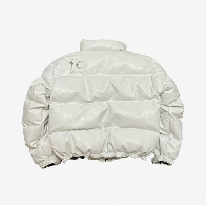 THUG CLUB TC Leather Puffer Jacket White