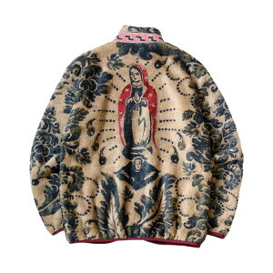 ���{������ �L���s�^�� �_�}�X�N �}���A �t���[�X �W�b�v�u���]�� EK-1530 �؍��l�C Kapital Damask Pattern Maria Fleece Zip Blouson Beige