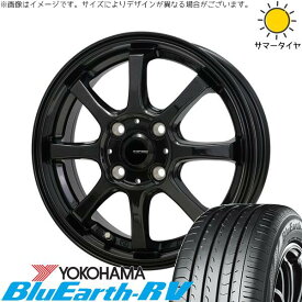 軽自動車 引っ張り 155/65R14 サマータイヤ ホイール 4本セット 新品 | ヨコハマタイヤ (YOKOHAMA) ブルーアース RV03 × ホットスタッフ (HOTSTUFF) Gスピード G08 メタリックブラック 14インチ 5.5J +43 4穴100