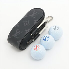 【中古】ヴィトン GI0344 セットゴルフアンドリュース ゴルフボールケース PVC×レザー ブラック