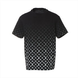 【中古】ヴィトン 23AW コットン Tシャツ L メンズ ブラック モノグラムグラディエント RM232Q