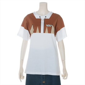 【中古】ヴィトン 19SS コットン Tシャツ XL レディース ホワイト×ブラウン RW191W