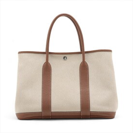 【中古】エルメス ガーデンパーティ36 PM ツイルアッシュxネゴンダ ゴールド シルバー金具 Z:2021年