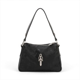 【中古】クロムハーツ ショルダーバッグ 素材表記なし チキンナゲット ブラック×シルバー ラージダガーレザー切替