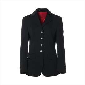 【中古】エルメス ウール テーラードジャケット I40 レディース ブラック セリエボタン 乗馬服 ベロア切替