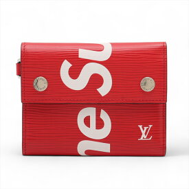 【中古】ヴィトン×シュプリーム エピ チェーンコンパクトウォレット M67755 レザー 財布 レッド SN2127