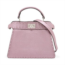 【中古】フェンディ セレリア ピーカブー アイシーユー ミニ レザー 2WAYハンドバッグ パープル 8BN335