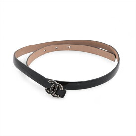 【中古】シャネル ココマーク B13P ベルト 75 パテントレザー ブラック