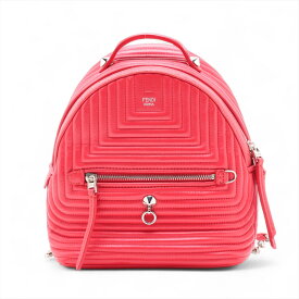 【中古】フェンディ バイザウェイ レザー バックパック/リュック レッド 8BZ038