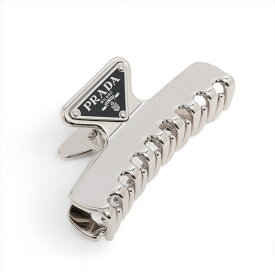 【中古】プラダ 1IF103 トライアングルロゴ ヘアクリップ GP シルバー