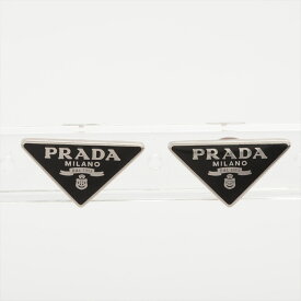 【中古】プラダ トライアングルロゴ ピアス(両耳用) 925 5.2g ブラック×シルバー