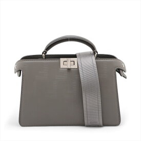 【中古】フェンディ ピーカブー アイシーユーエックスクロス レザー 2WAYショルダーバッグ グレー 7VA582