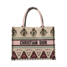 【中古】クリスチャンディオール ブックトート ミディアム キャンバス トートバッグ ベージュ