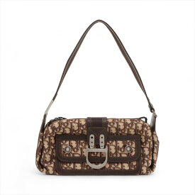 【中古】クリスチャンディオール トロッター キャンバスxレザー ショルダーバッグ ブラウン