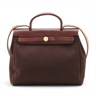 【中古】エルメス エールバッグPM トワルオフィシエ×ヴァッシュハンター ブラウン ゴールド金具 □F:200…
