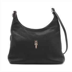 【中古】クロムハーツ ショルダーバッグ レザー ブラック×シルバー VIV ダガー装飾